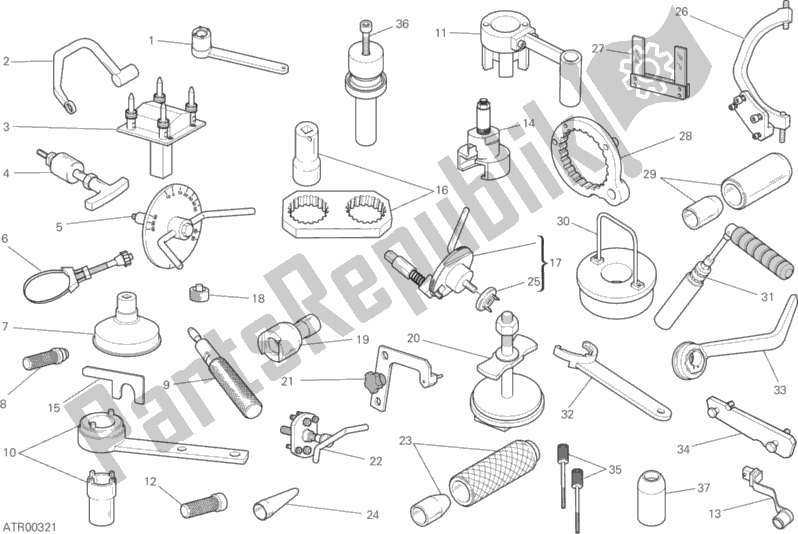 All parts for the Workshop Service Tools (engine) of the Ducati Supersport Thailand 950 2017